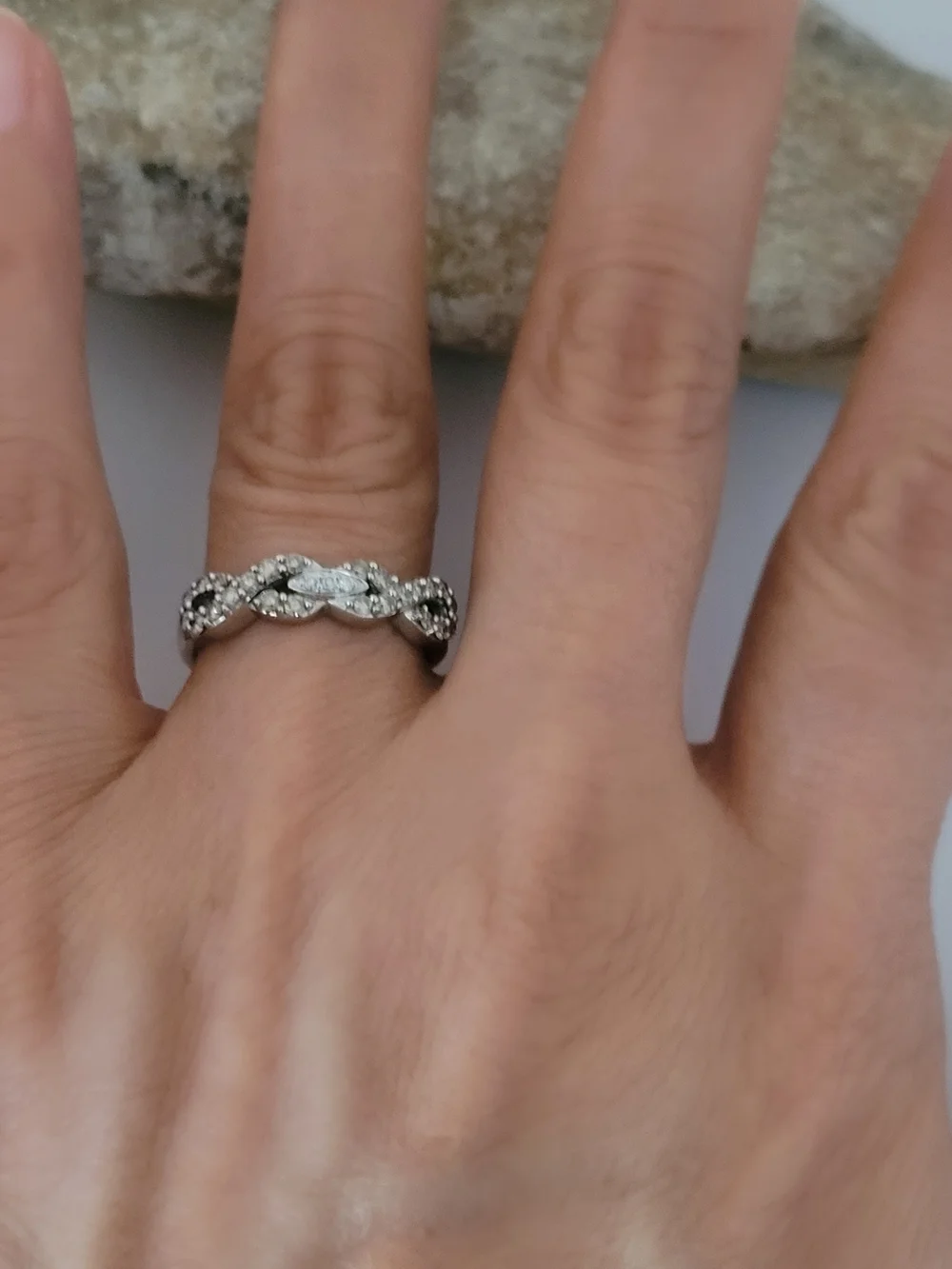 LeVian 14K White Gold Chocolate & Vanilla Diamond Infinity Ring Size 6.5